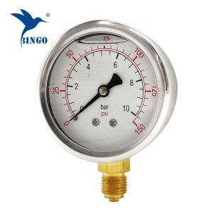 60 mm nehrdzavejúca oceľ puzdro mosadzné pripojenie spodný typ tlakomer 150PSI tlakomer naplnený olejom